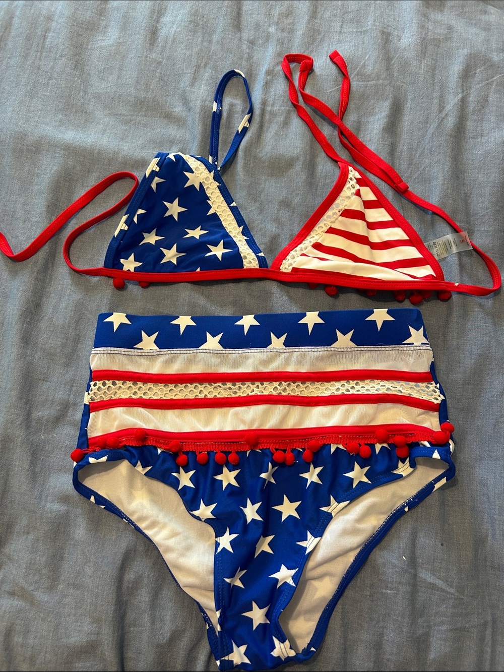 Kids Red, White & Blue Star Stripe Two-Piece Swim Set